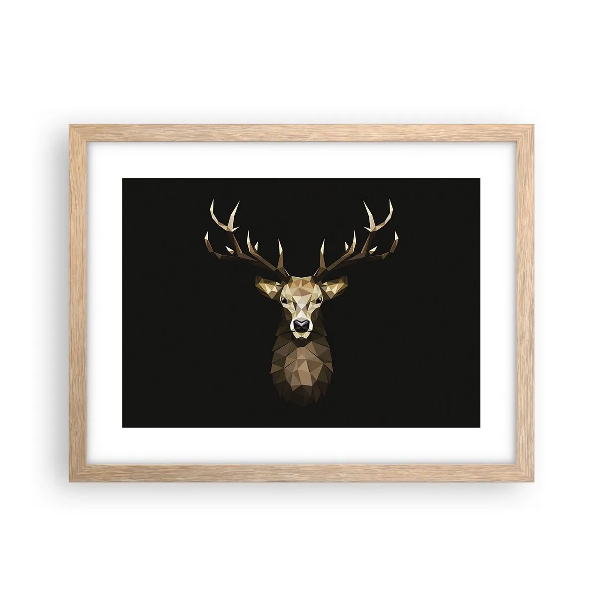 Poster in light oak frame - Cubist Deer - 40x30 cm
