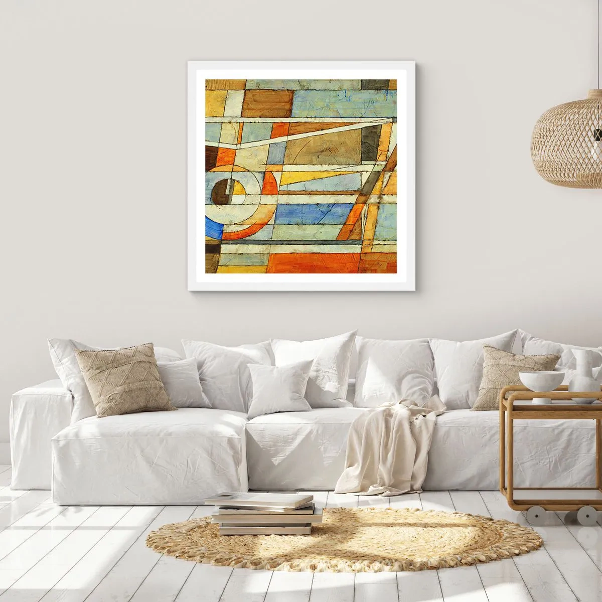 Poster in white frmae - Cubism on a Construction Site - 60x60 cm