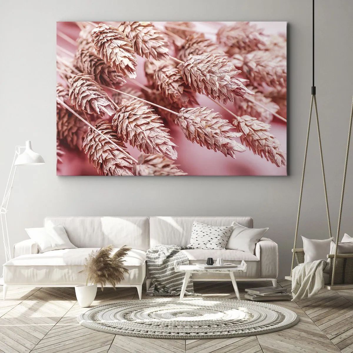 Canvas picture - Close-up of the pink-tinted ears - 70x50cm - Flowery Cascade in Pink - Modern wall decoration for the living room and bedroom ARTTOR