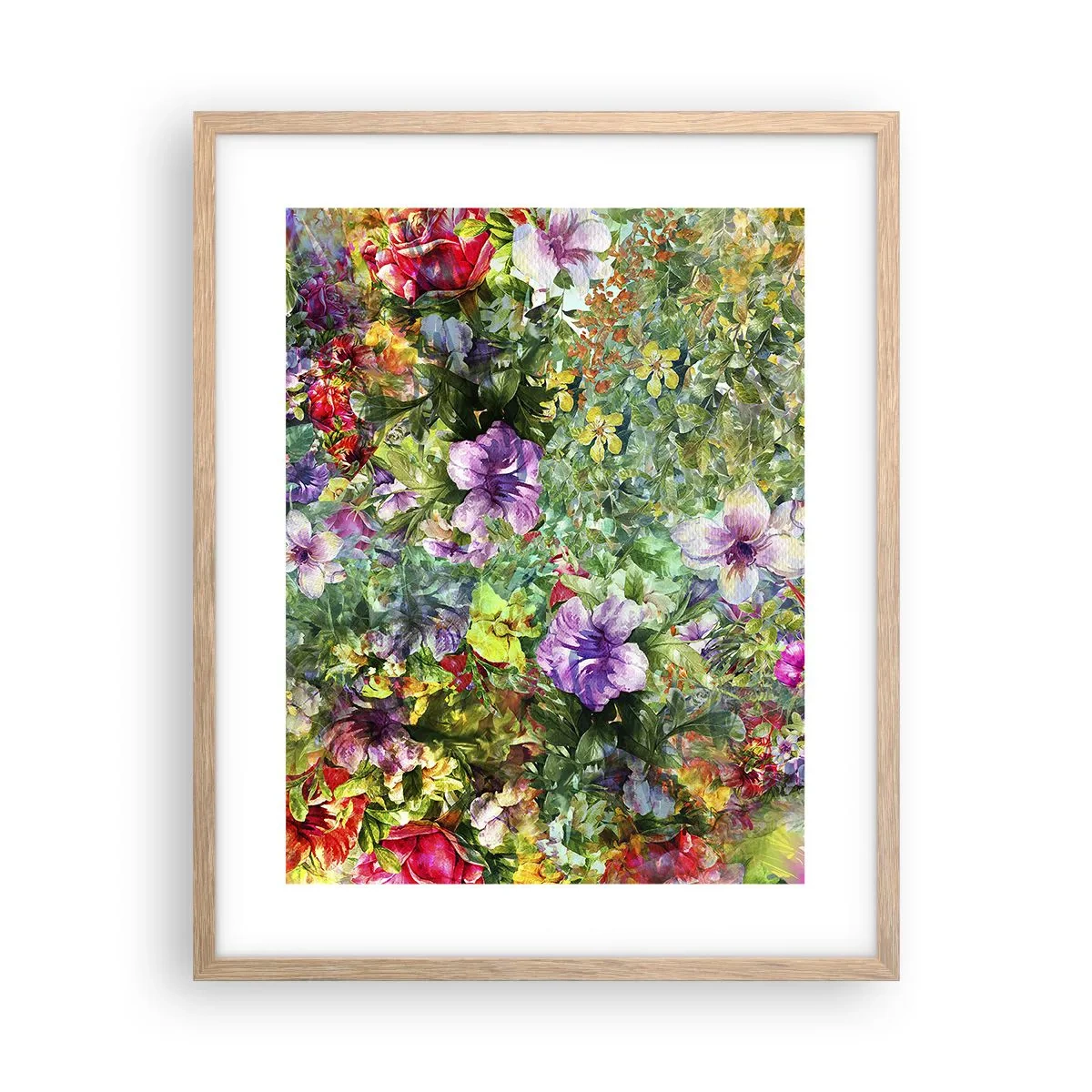 Poster in light oak frame - Lost in the Flowers - 40x50 cm