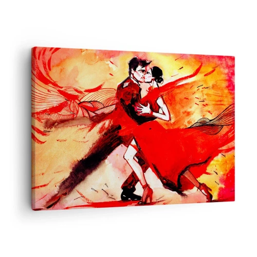 Canvas picture - A couple dancing tango in red tones against a dynamic background. - 70x50cm - Purple Rhythm of Passion - Modern wall decoration for the living room and bedroom ARTTOR