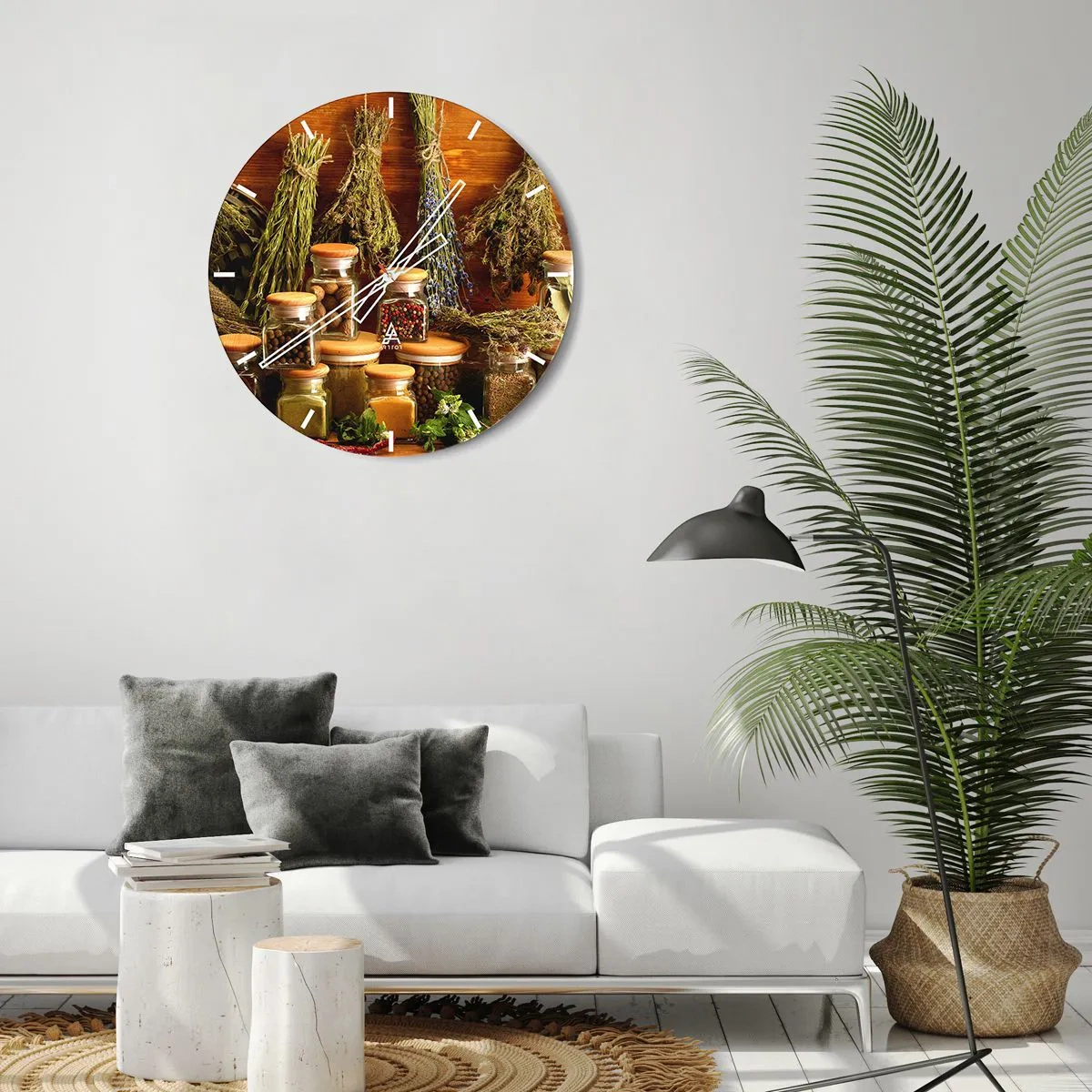 Wall clock - Clock on glass - Kitchen Magic - 30x30 cm