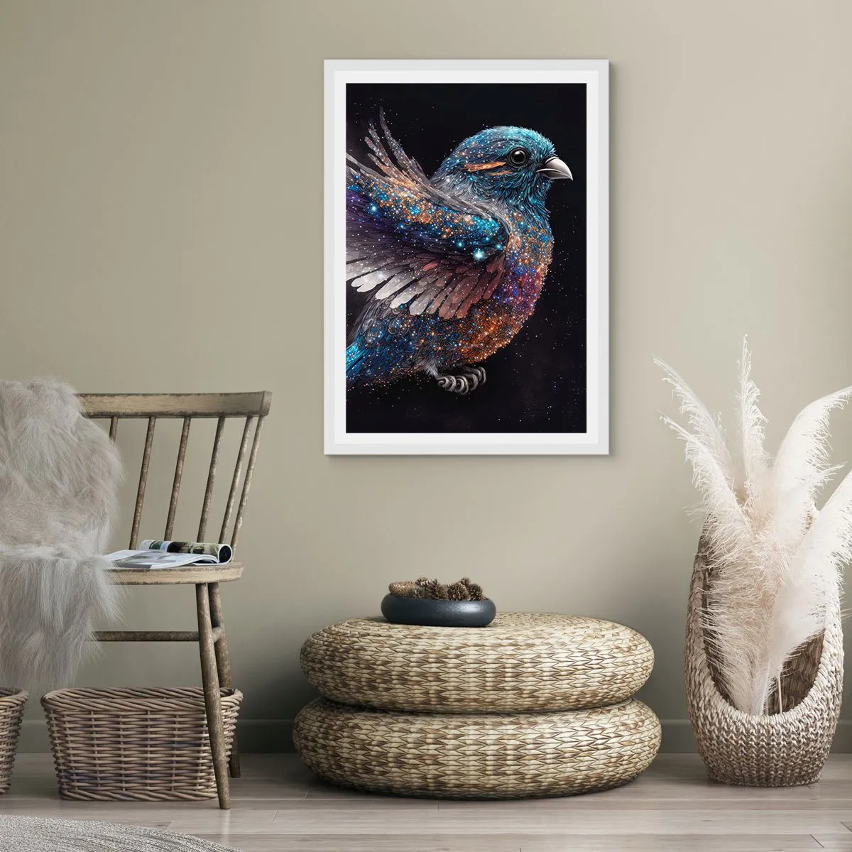 Poster in white frmae - Diamond Sparrow - 70x100 cm