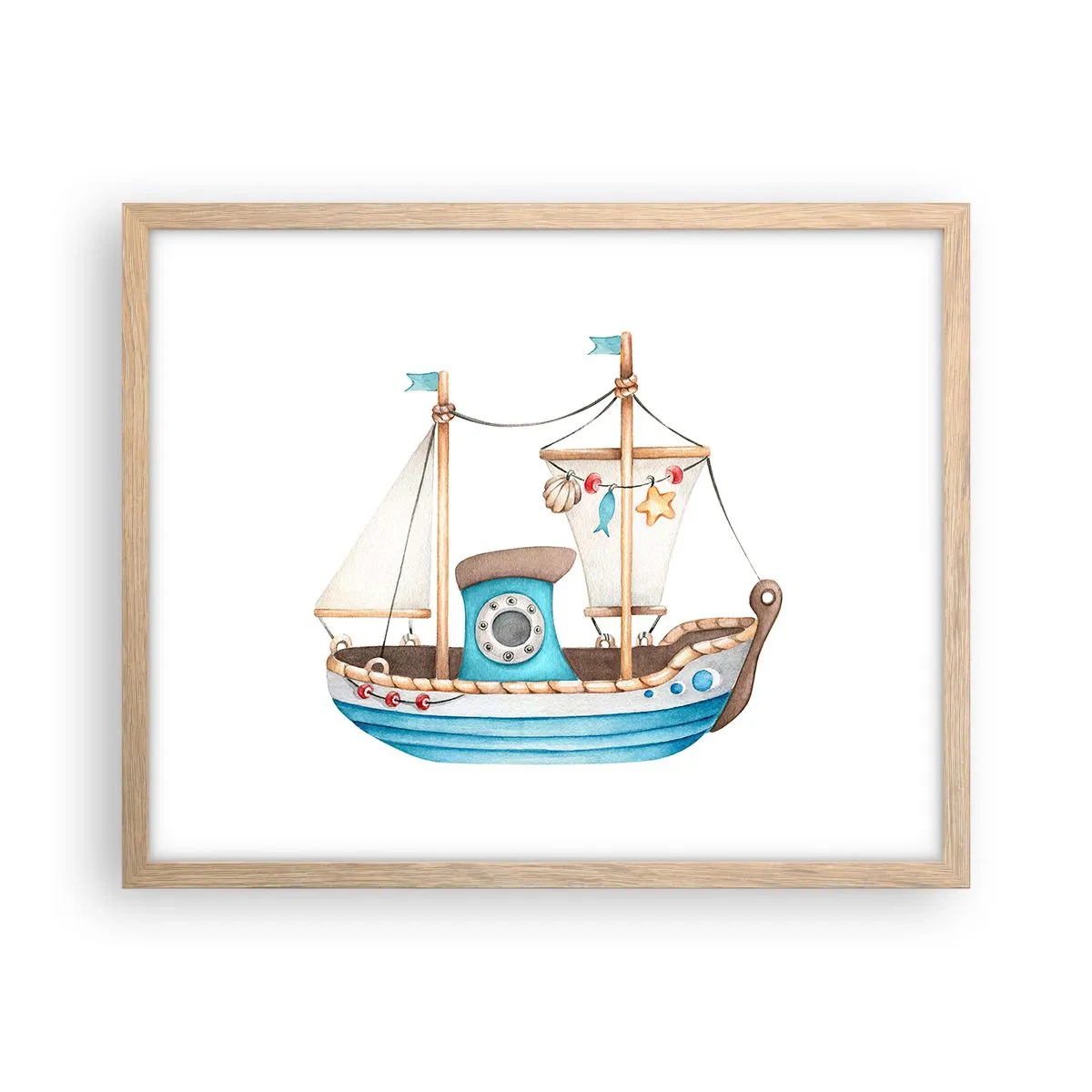 Poster in light oak frame - Ahoy, Adventure! - 50x40 cm