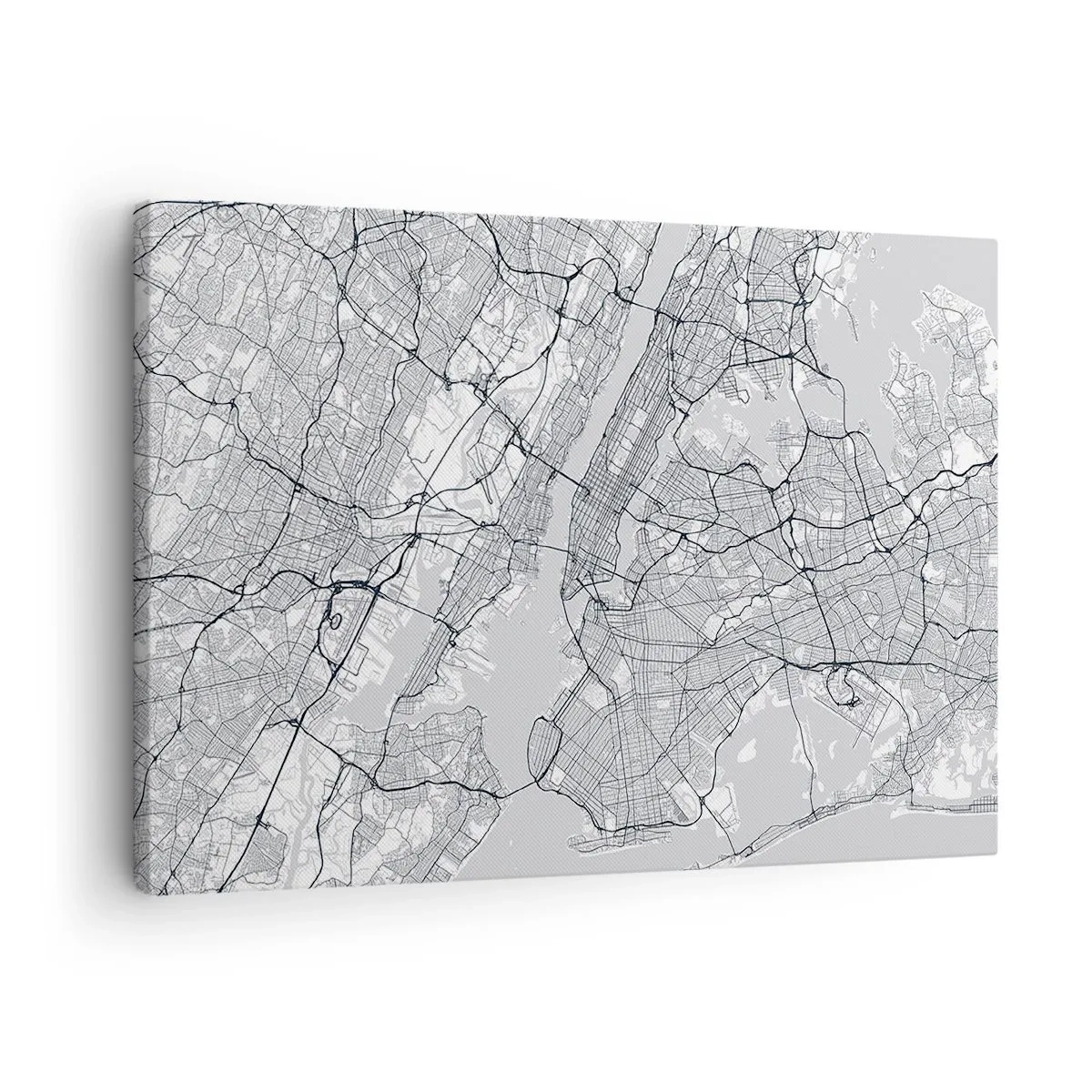 Canvas picture - A city map in a minimalist style on a gray background - 70x50cm - Anatomy of Metropolis - Modern wall decoration for the living room and bedroom ARTTOR