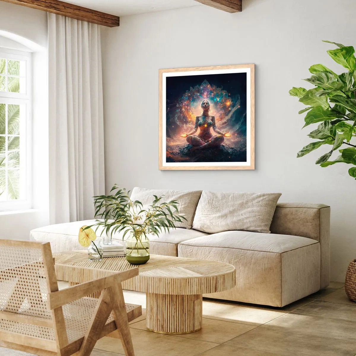 Poster in light oak frame - Good Energy Flow - 40x40 cm