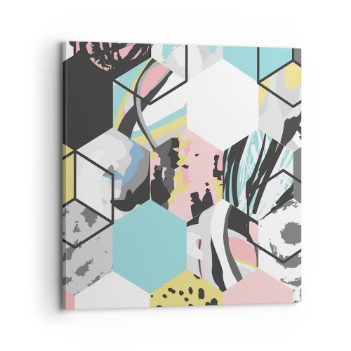 Canvas picture - Hexagons and Cubes in Six Colours - 70x70 cm