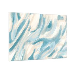 Glass picture - Abstract brushstrokes in blue and cream colors. - 70x50cm - Whiffs of Spring - Modern wall decoration for the living room and bedroom ARTTOR