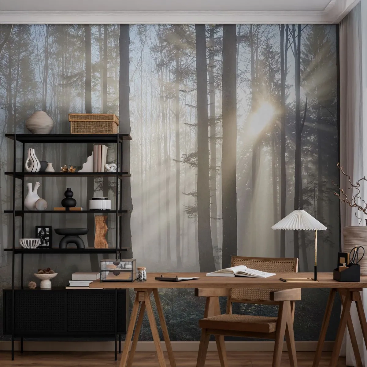 Photo Wallpaper Standard Eco - Fog Has Woken up Too - Landscape, Forest, Fog - 400x280 cm