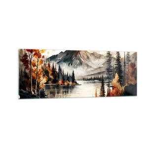 Glass picture - Golden Autumn in the Mountains - 140x50 cm