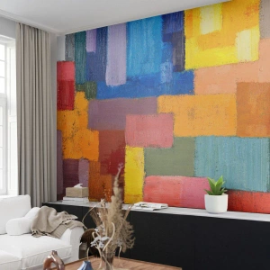 Photo Wallpaper Premium Canvas - Each Different, All Colourful - Abstraction, Piece, Modern Pattern - 250x175 cm