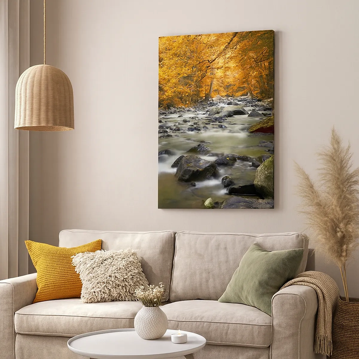 Canvas picture - Brook in a Golden Forest - 50x70 cm