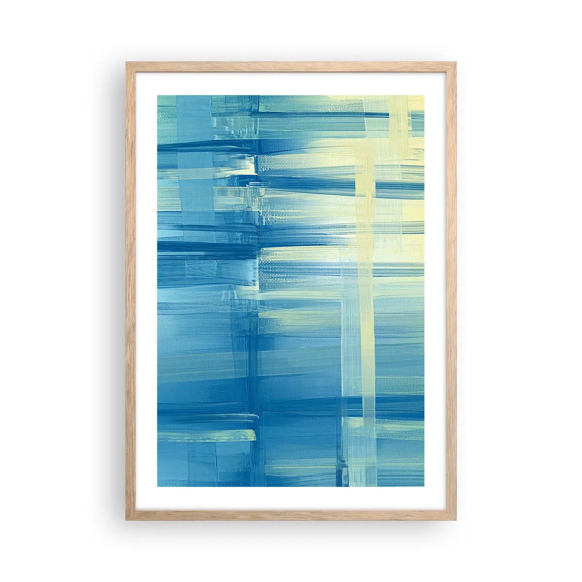 Poster in light oak frame - Composition In Turquoise - 50x70 cm