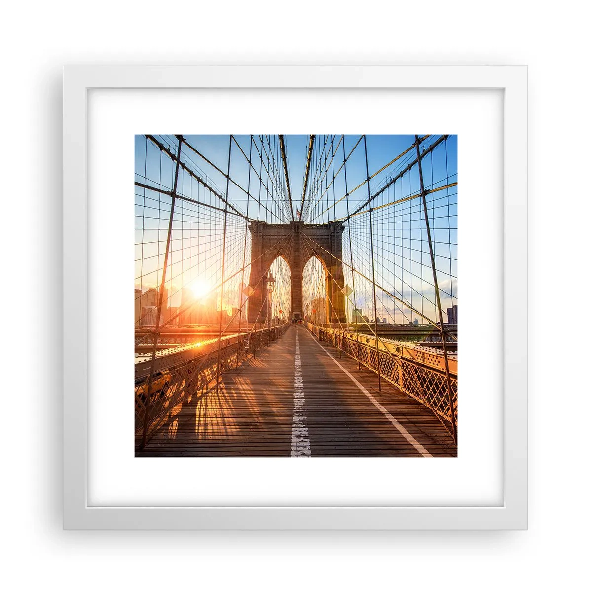 Poster in white frmae - On a Golden Bridge - 30x30 cm