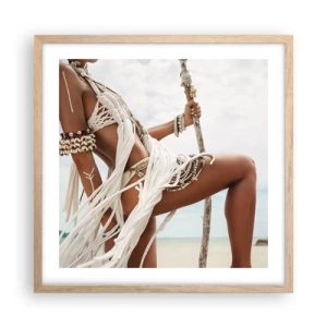 Poster in light oak frame - Priestess of the Sun - 50x50 cm