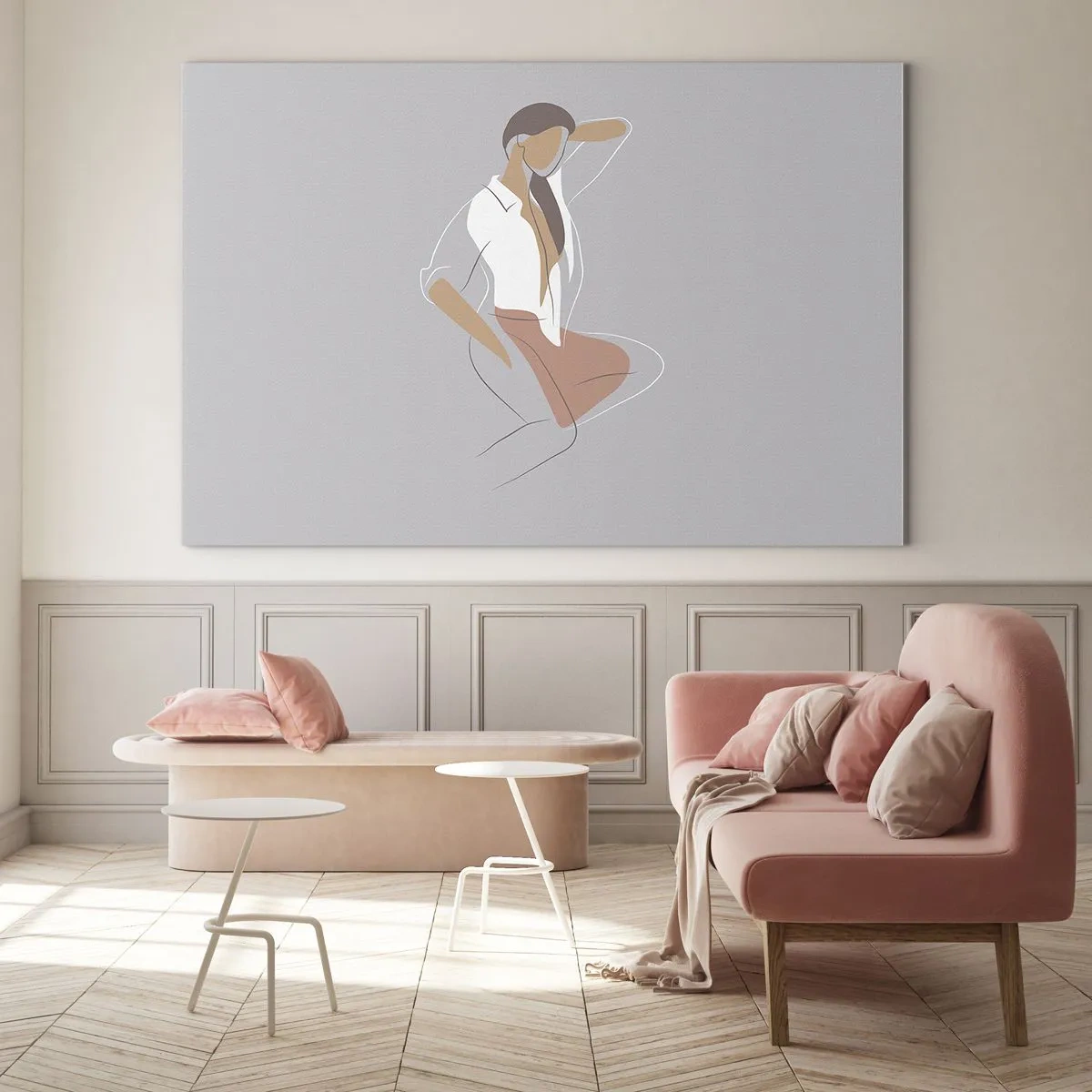 Glass picture - Woman's silhouette in a minimalist style - 70x50cm - Outline of Charm - Modern wall decoration for the living room and bedroom ARTTOR