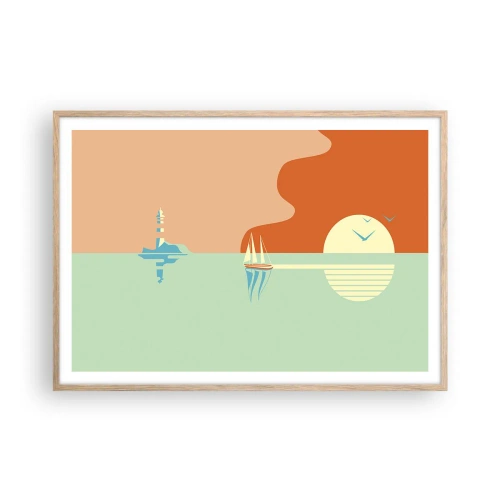 Poster in light oak frame - Ideal Sea Landscape - 100x70 cm