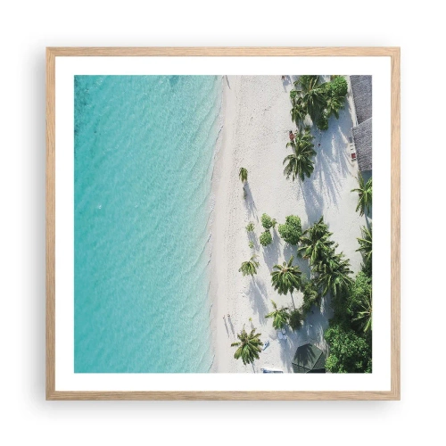Poster in light oak frame - Holidays in Paradise - 60x60 cm