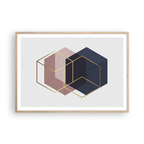 Poster in light oak frame - Power of Simplicity - 100x70 cm