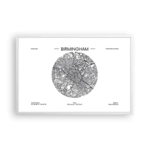 Poster in white frmae - Anatomy of Birmingham - 91x61 cm