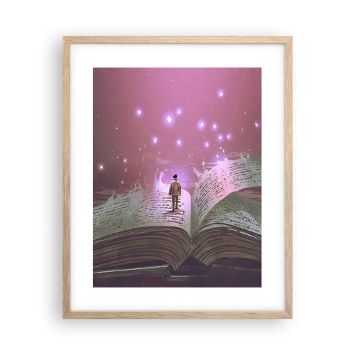 Poster in light oak frame - Invitation to Another World -Read It! - 40x50 cm