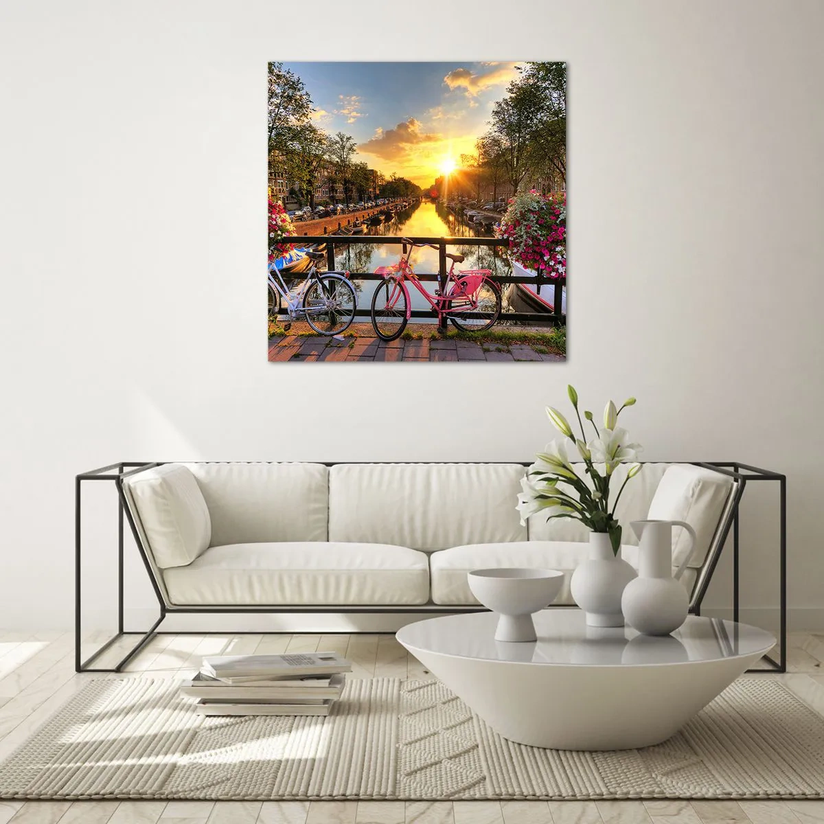 Glass picture - Spring Morning in Amsterdam - 60x60 cm