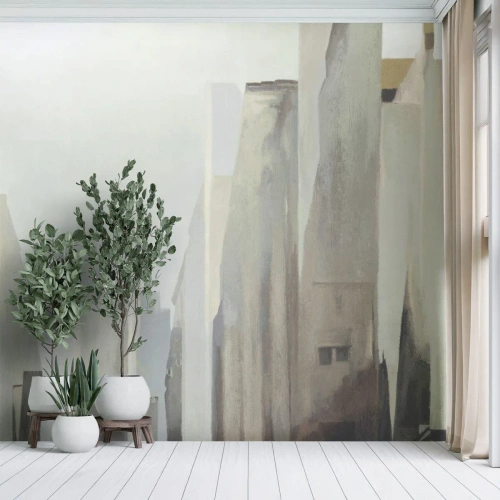 Photo Wallpaper Premium Sand - Dream of a City - Minimalistic, Bright, City - 500x350 cm