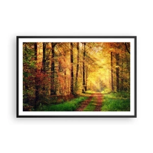 Poster in black frame - Forest Golden silence - 91x61 cm