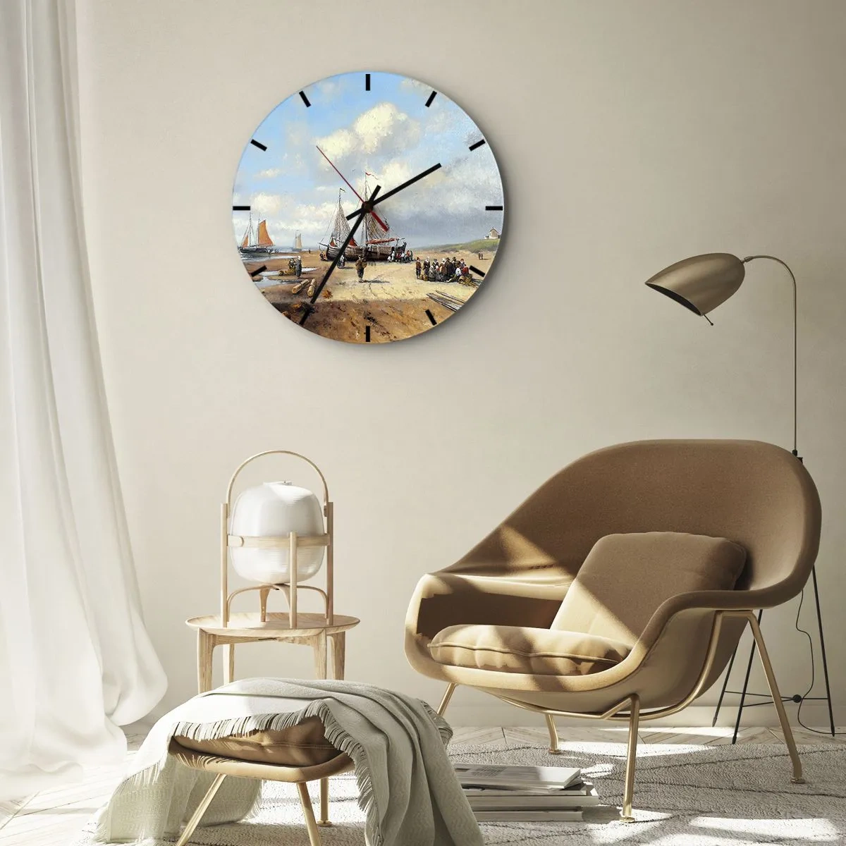 Wall clock - Clock on glass - After a Successful Catch - 40x40 cm