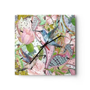 Wall clock - Clock on glass - Entwined in the Vines - 40x40 cm