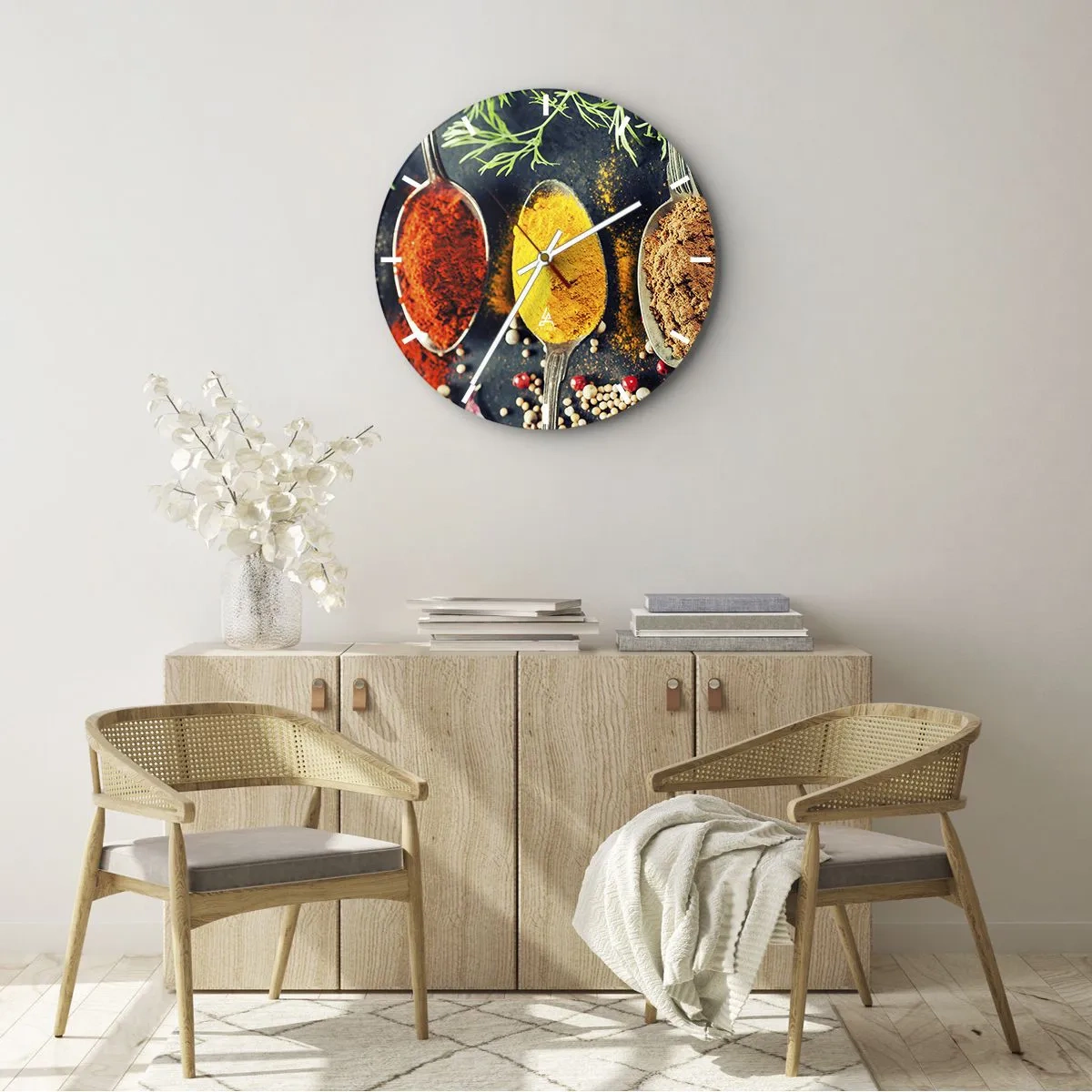 Wall clock - Clock on glass - Culinary Magic - 40x40 cm