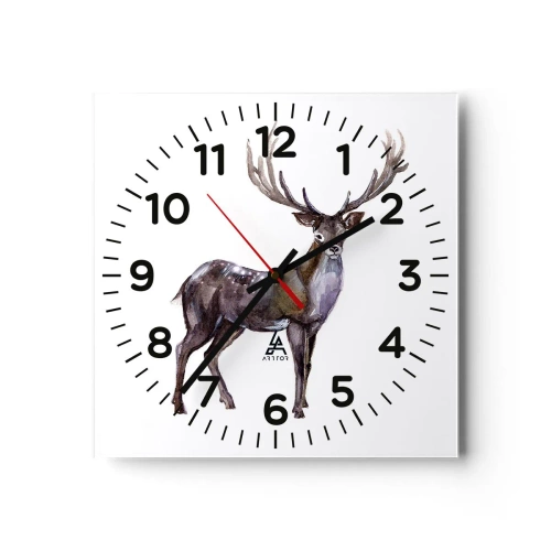 Wall clock - Clock on glass - King of Northern Forest - 40x40 cm