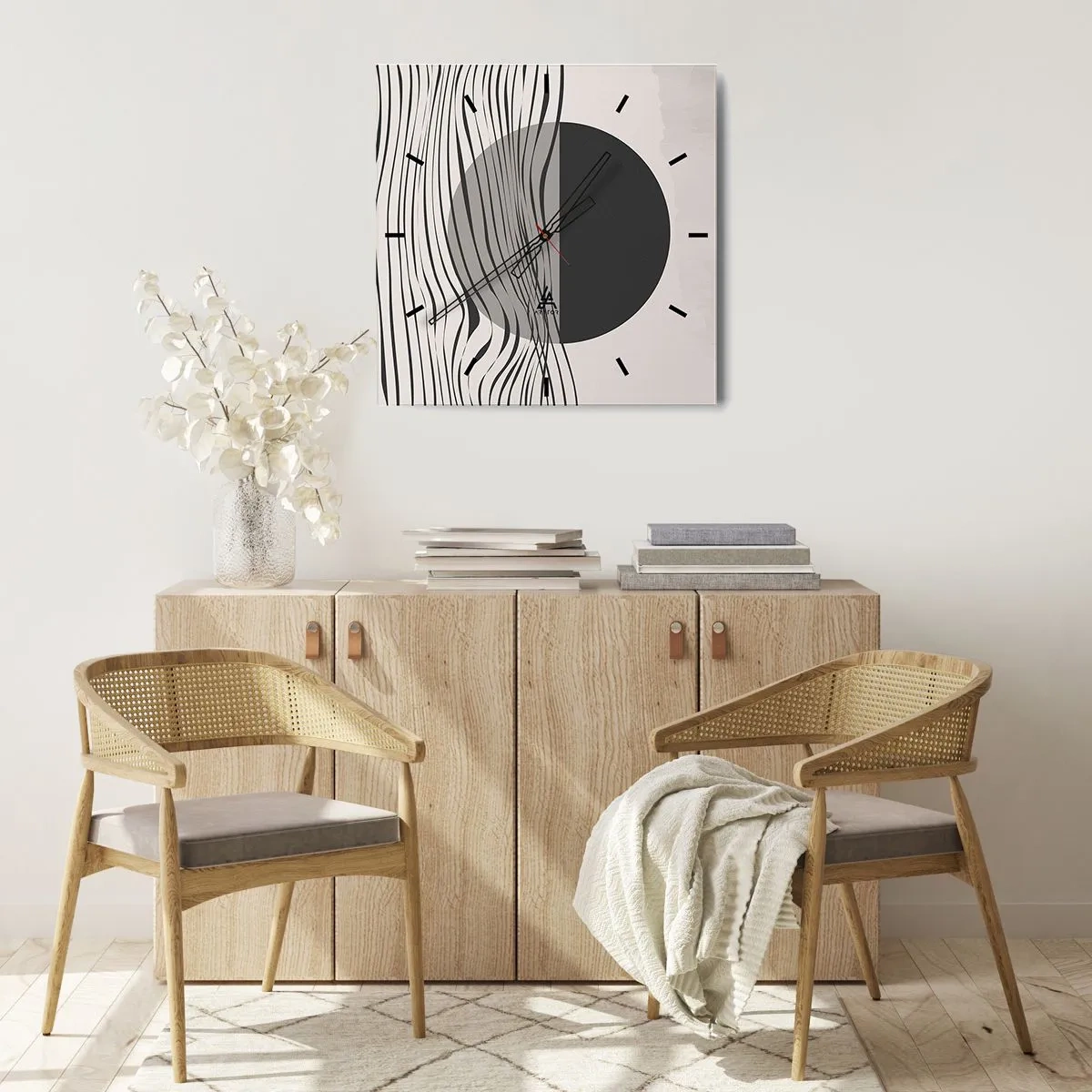 Wall clock - Clock on glass - Half Composition - 30x30 cm