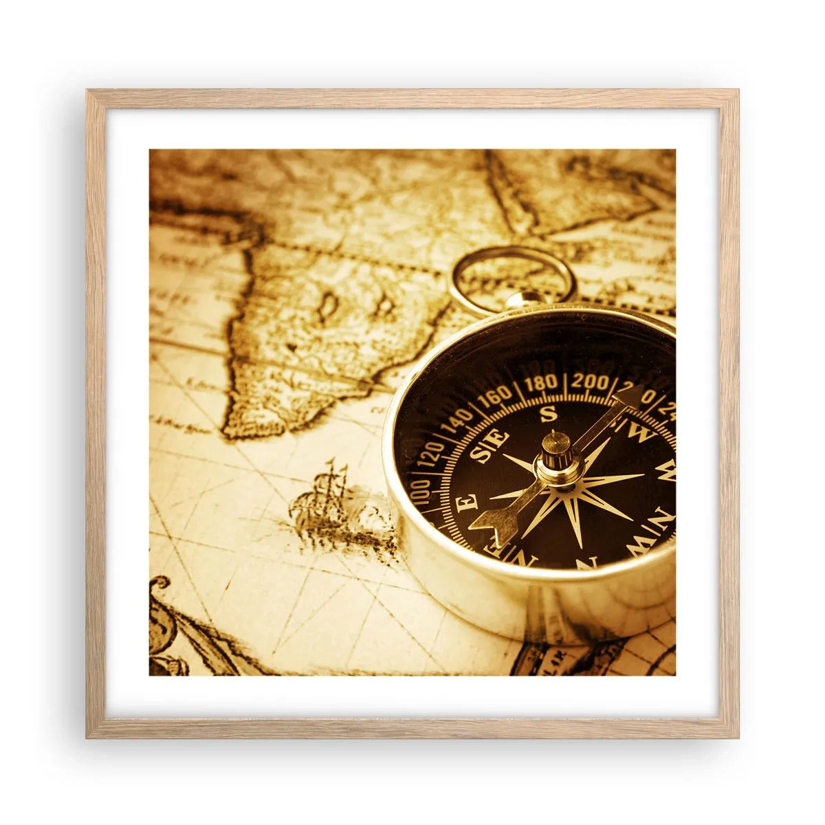 Poster in light oak frame - East or West? - 50x50 cm