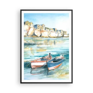 Poster in black frame - Landscape in Azure - 70x100 cm