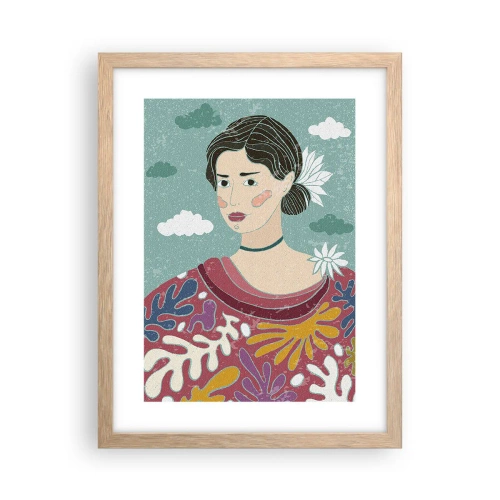 Poster in light oak frame - With a Melancholic Look - 30x40 cm