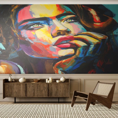 Photo Wallpaper Standard Eco - Dreams Like Birds Flying in the Sky - Portrait of a Woman, Face, Piece - 300x210 cm