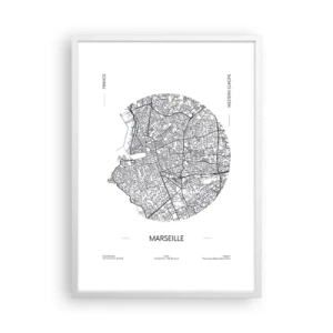 Poster in white frmae - Anatomy of Marseille - 50x70 cm