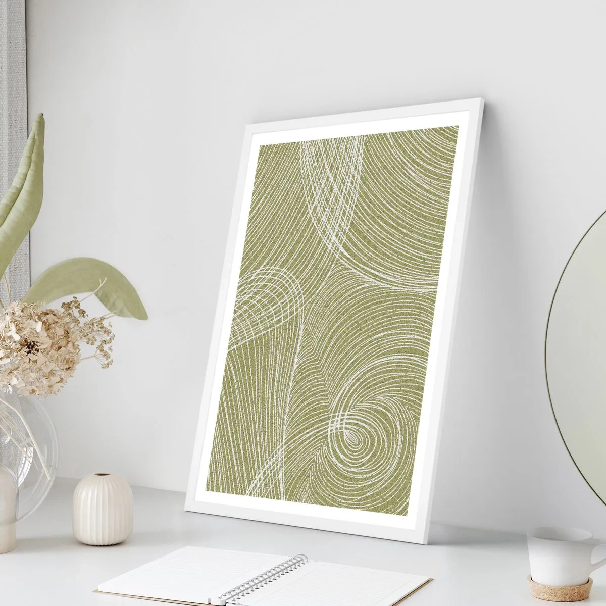 Poster in white frmae - Intricate Abstract in White - 30x40 cm