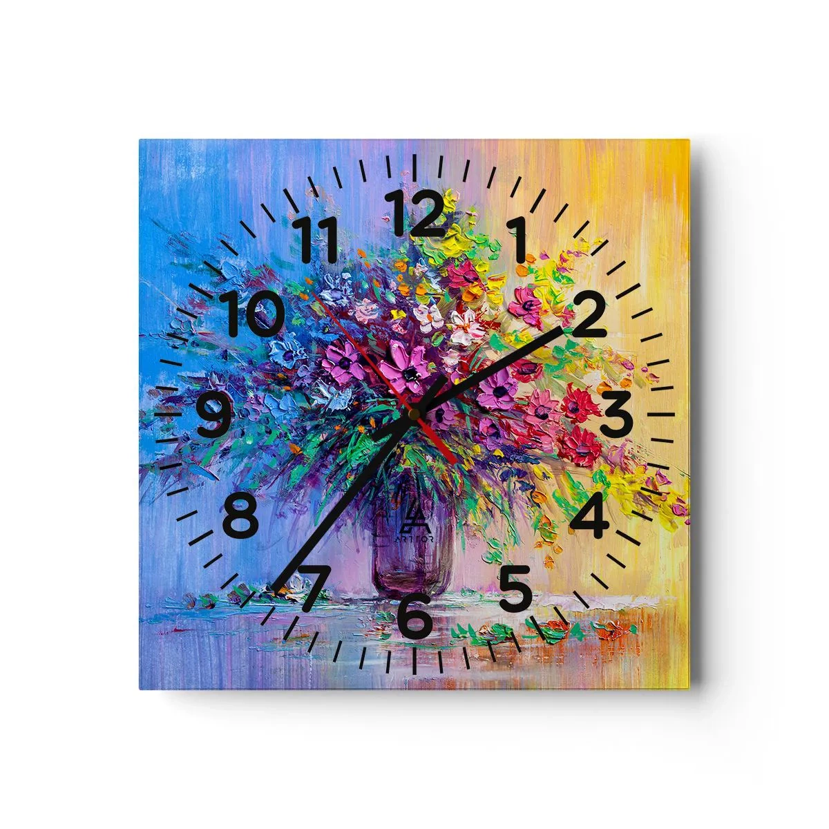 Wall clock - Clock on glass - Gift from Summer Meadow - 30x30 cm