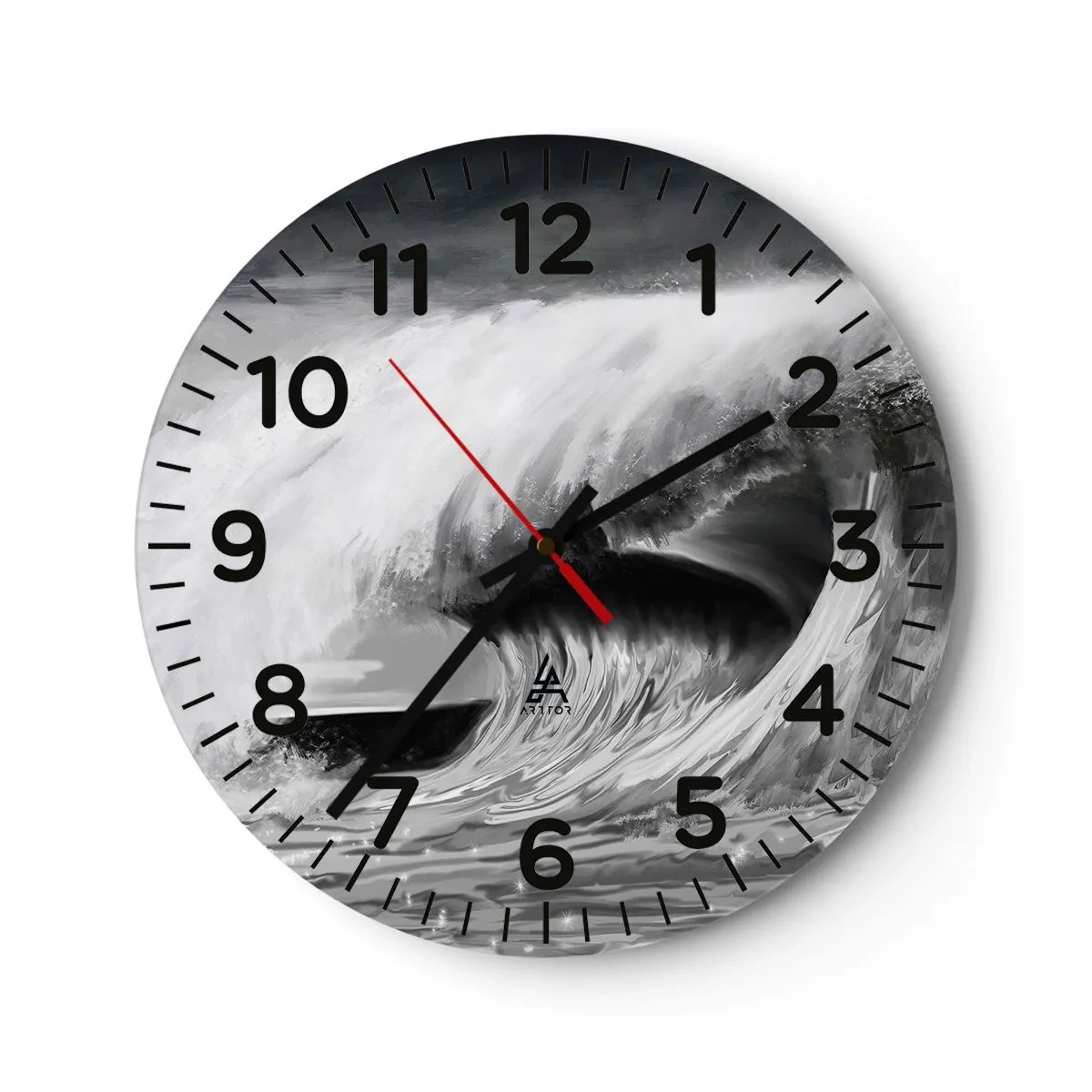 Wall clock - Clock on glass - Wrath of the Ocean - 30x30 cm