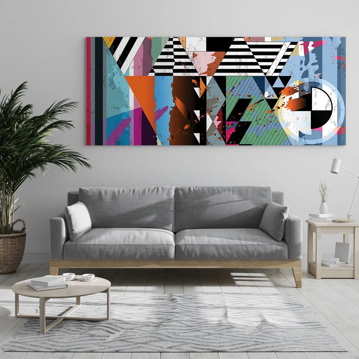 Glass picture - Geometric and Organic - 160x50 cm