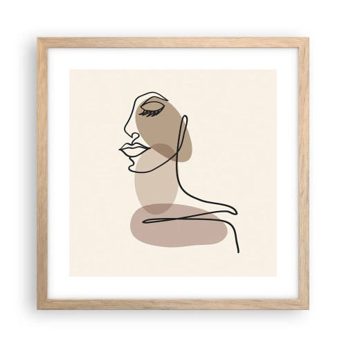 Poster in light oak frame - Listening to Herself - 40x40 cm