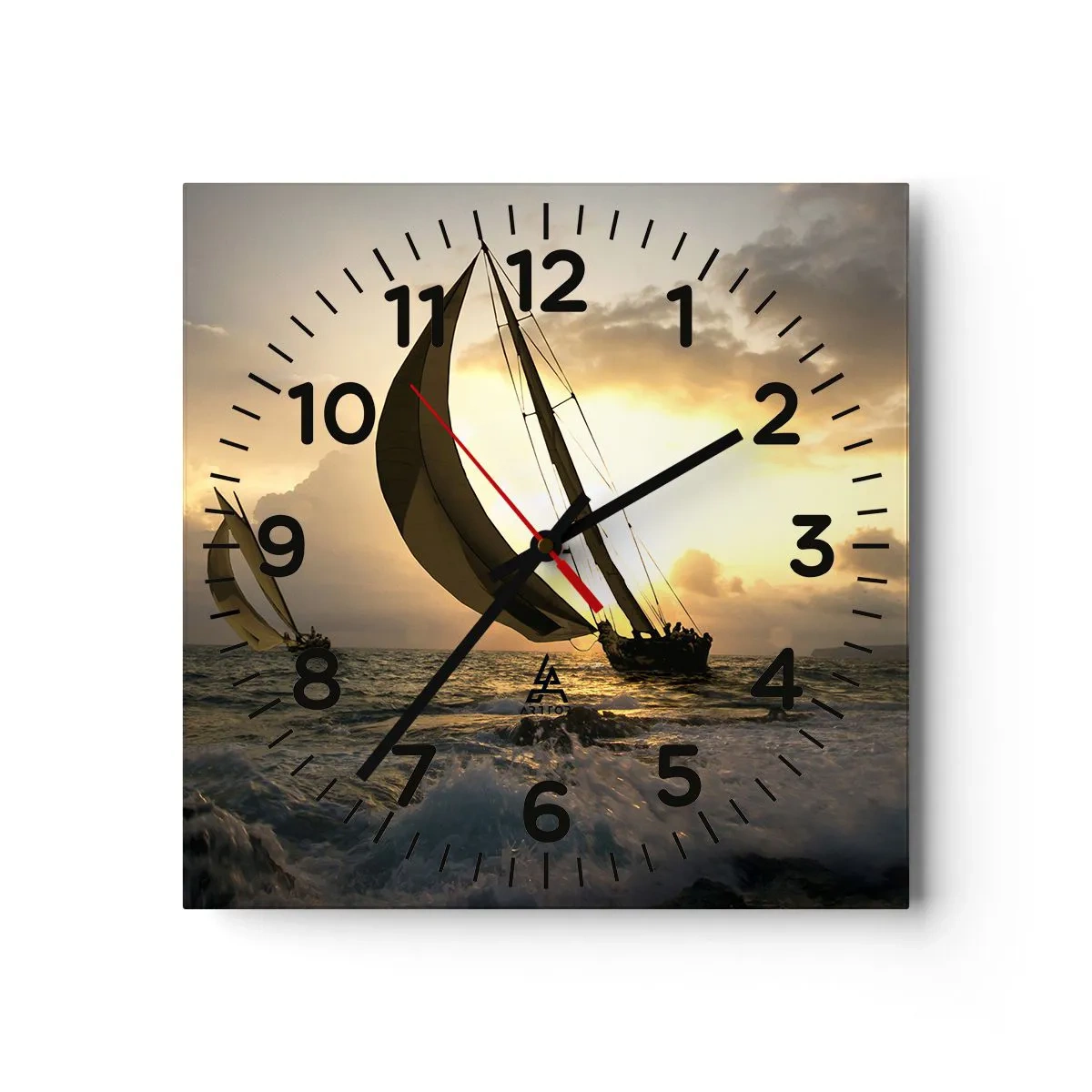 Wall clock - Clock on glass - With and against the Wind - 40x40 cm