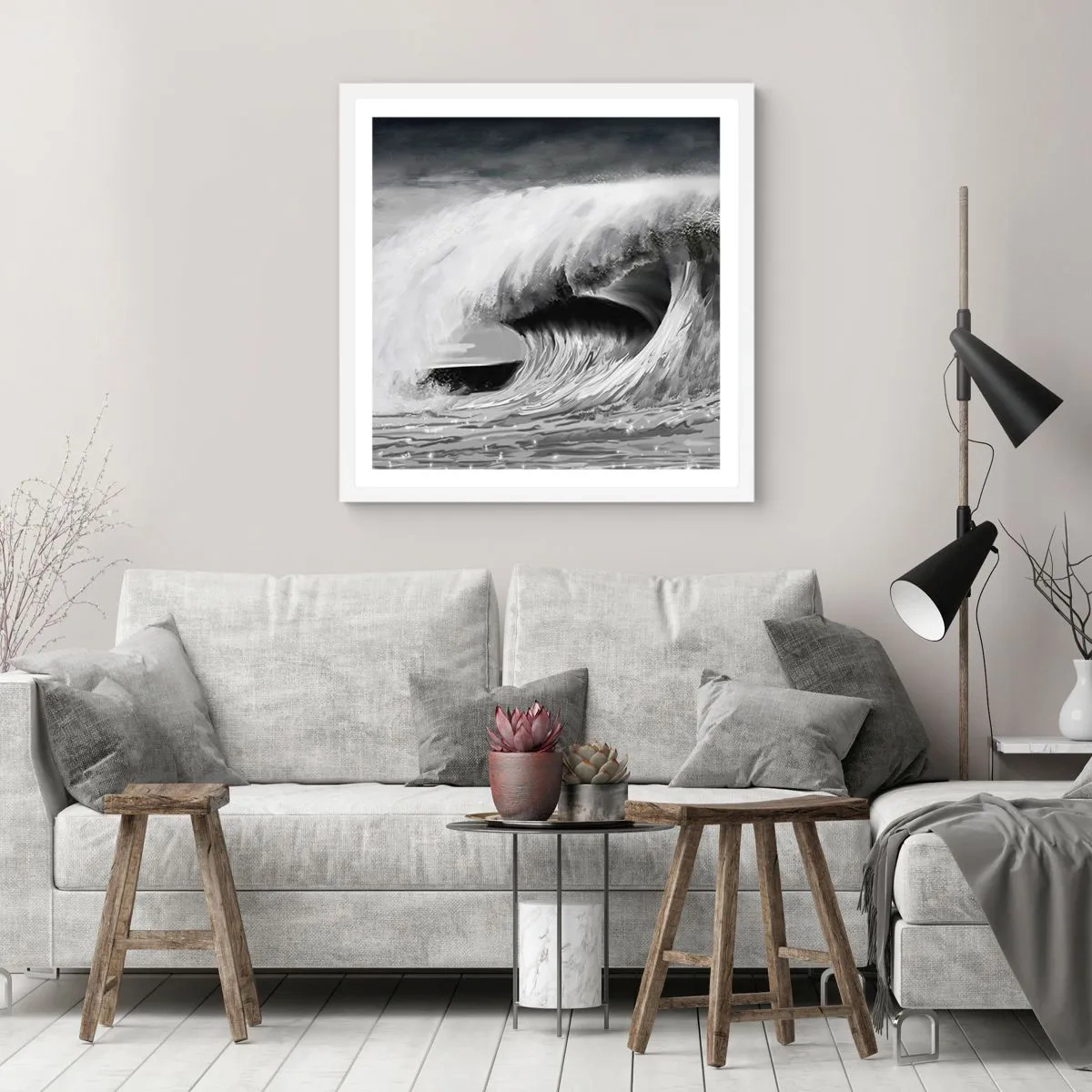 Poster in white frmae - Wrath of the Ocean - 40x40 cm