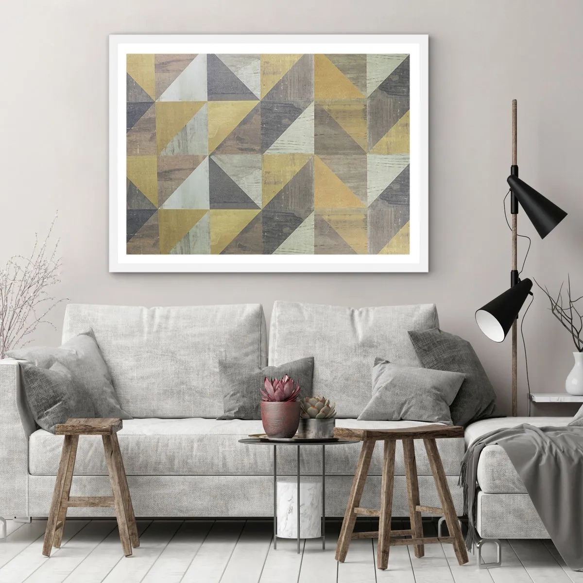 Poster in white frmae - The Art. of Triangles - 100x70 cm