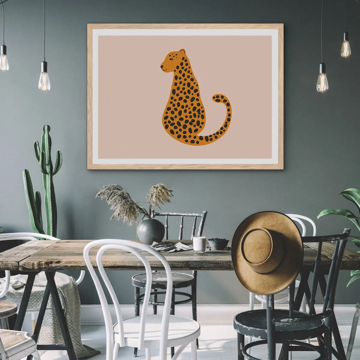 Poster in light oak frame - Leopard Print Is Fashionable - 91x61 cm