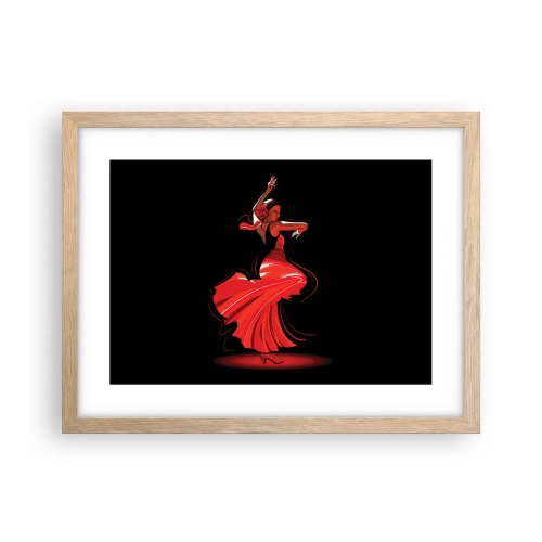 Poster in light oak frame - Fiery Spirit of Flamenco - 40x30 cm