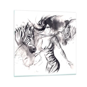 Glass picture - Dancing With Zebras - 70x70 cm