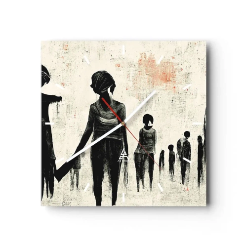 Wall clock - Clock on glass - Against Solitude - 40x40 cm